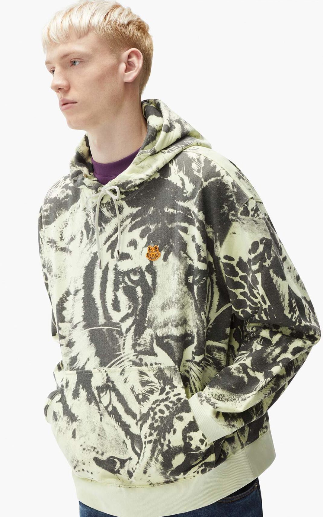 Sudaderas Con Capucha Kenzo Wildtigers oversize Hombre Beige XTC150629